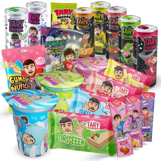 Mega Mix - 7x Tary Drink, 3x Vata, 4x Oplatky, 3x Žvýkačky, 1x Jedlé peníze, Ufouni a Gumoví Ňufíci