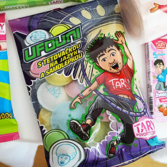 Mega Mix - 7x Tary Drink, 3x Vata, 4x Oplatky, 3x Žvýkačky, 1x Jedlé peníze, Ufouni a Gumoví Ňufíci