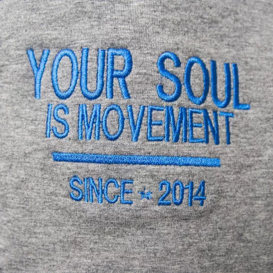 Tepláky Soul Šedý melír, modrá výšivka