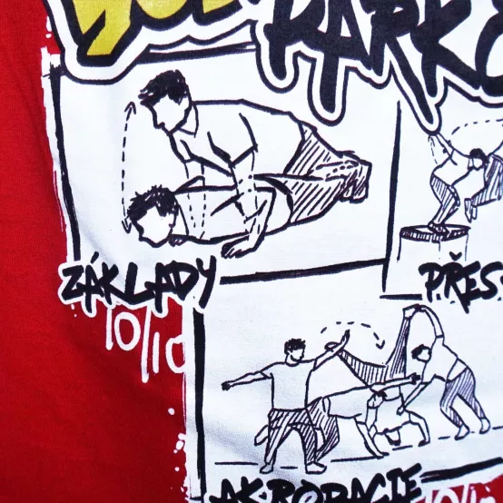Tričko Učím YouTubery Parkour 2 Červené
