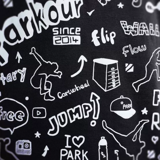 Tričko Parkour Doodle Černé