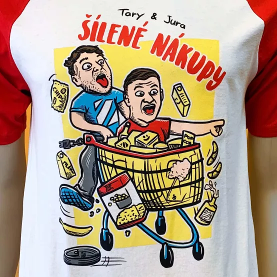 Tričko Šílené Nákupy Bílo-červené