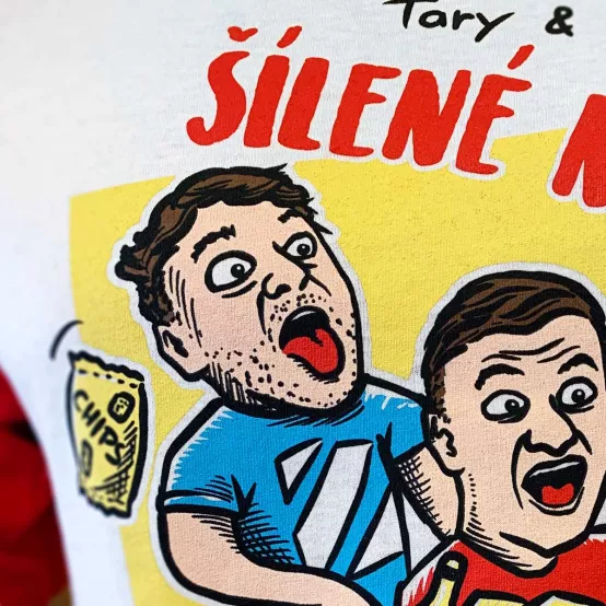 Tričko Šílené Nákupy Bílo-červené