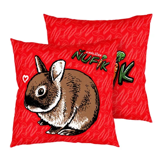Polštář Králík Ňufík červený