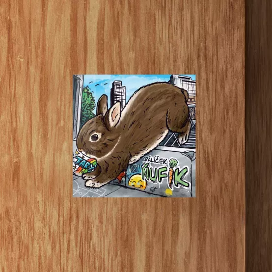 Samolepka Ňufík ve měste