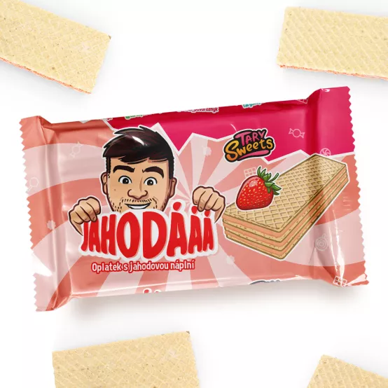 Jahodové oplatky Tary Sweets, 40g – Karton (24 ks)