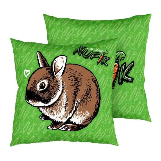 Polštář Králík Ňufík zelený