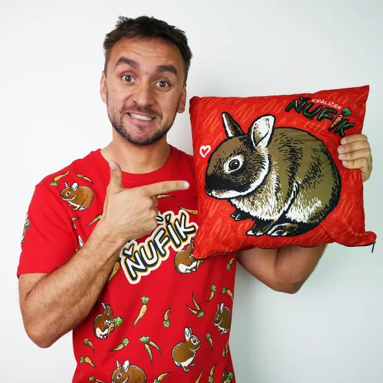 Polštář Králík Ňufík červený