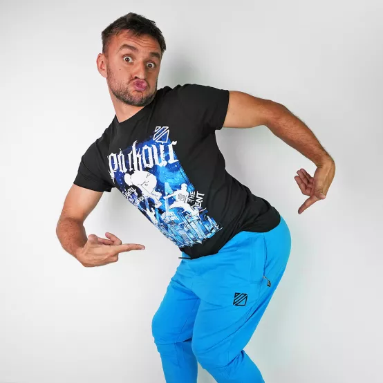 Tepláky Soul Azurové, černá výšivka