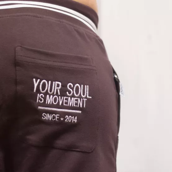 Tepláky Soul Hnědé, bílá výšivka